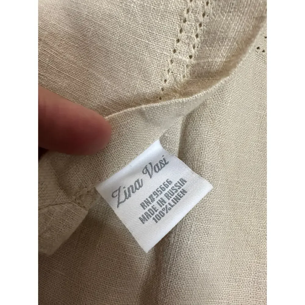 Vintage Lina Vasi 100% Linen Table Napkins in Natural Set of 7